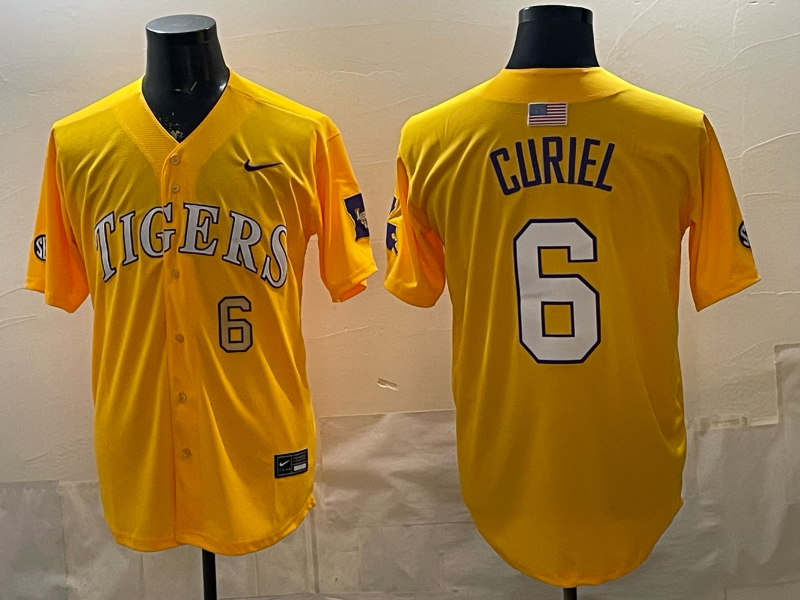 Men 2025 Clemson Tigers #6 Curiel Yellow  Nike NCAA Jersey 004